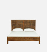 Indian Hand Carved Solid Wood King Size Bed Teak Finish 136